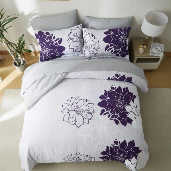 Comforter Set - 7 Pieces Floral Bedding Sets with Reversible Botanical Flowers Comforter, Sheets, Pillowcases & Shams - Image 5